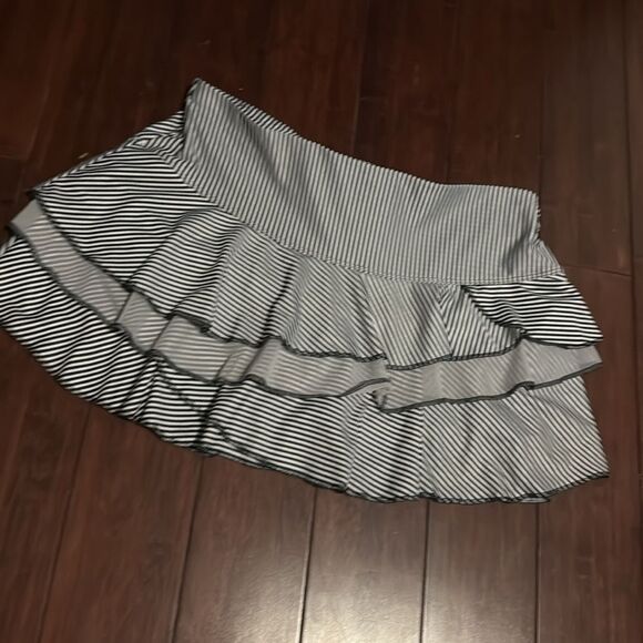 Lucky in Love Dresses & Skirts - Black and White Striped Athletic Skirt - Lucky in Love - Size Medium Ruffled